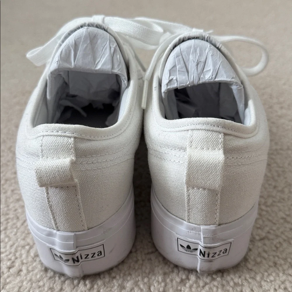 Adidas Nissa Platform White Canvas Sneakers - Picture 8 of 10